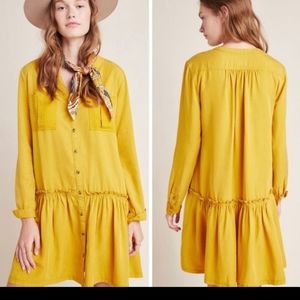 Maeve Anthropologie Mustard Marlie Utility Shirt Dress Size 6